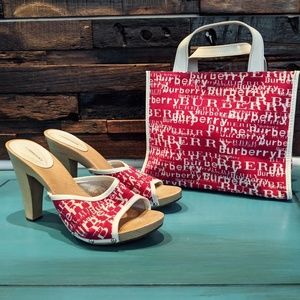 Burberry Heels Shoes Purse size 9 Wood Sandals